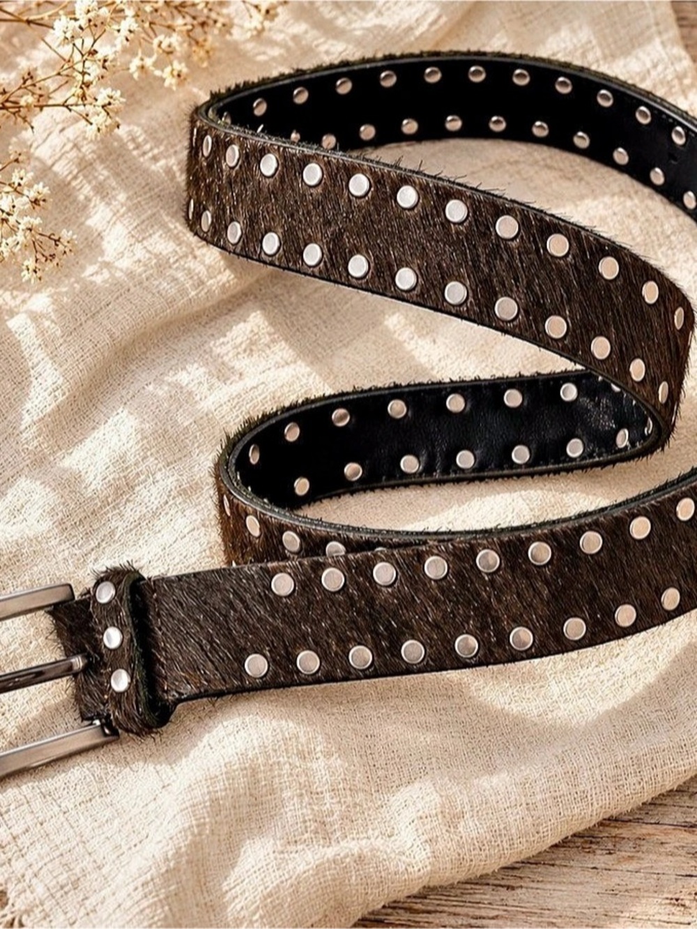 Nordstrom Studded Genuine Leather Belt in Brown